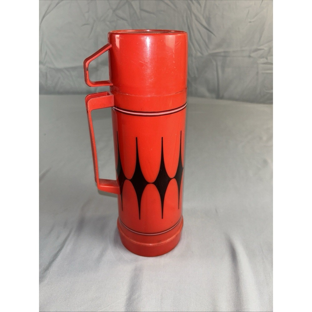 Vintage Aladdin Thermos No 223 Red Black Mid Century Vacuum Bottle USA